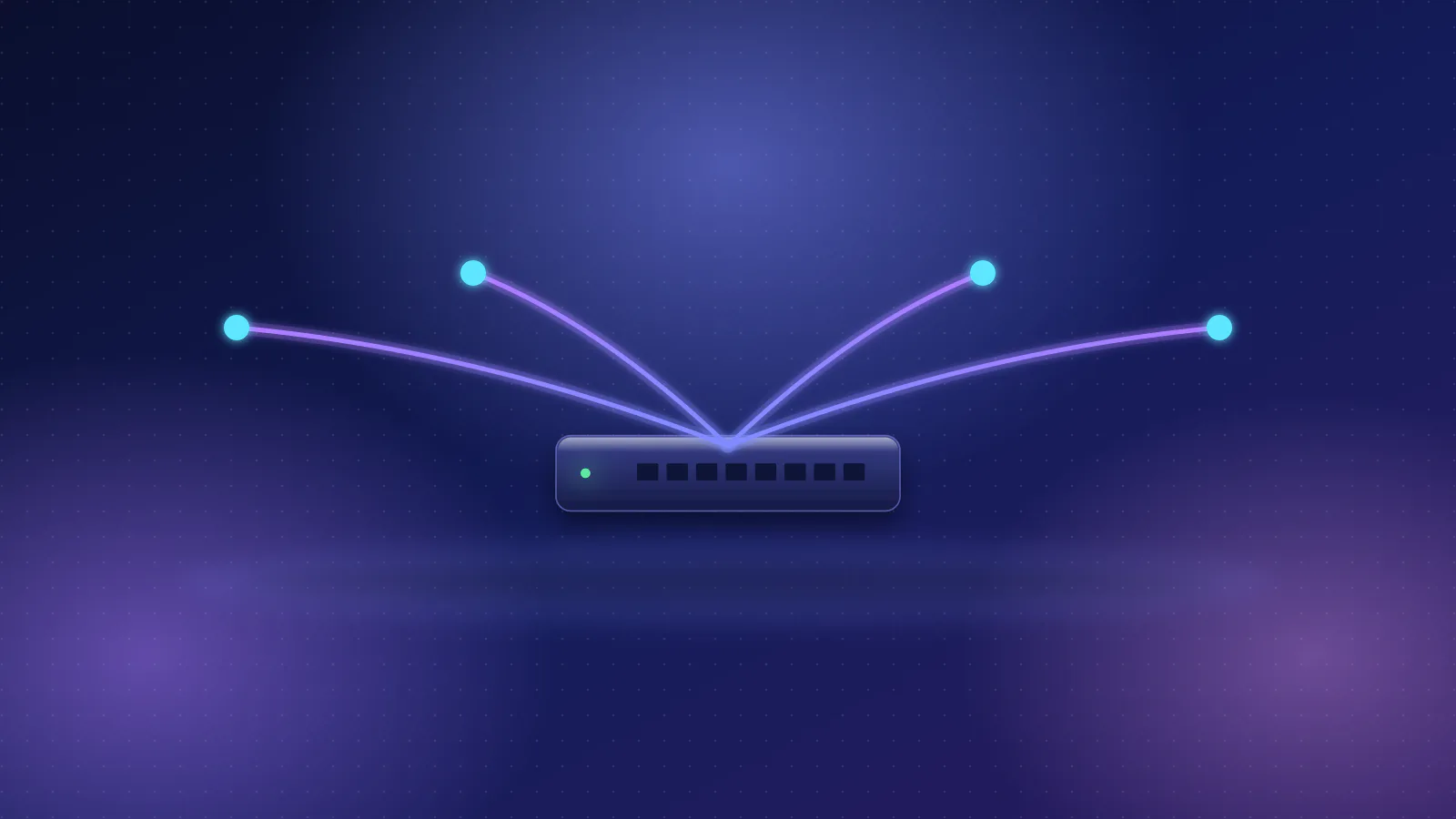 Illustration: a multi-gig switch with bright links fanning out to several devices.