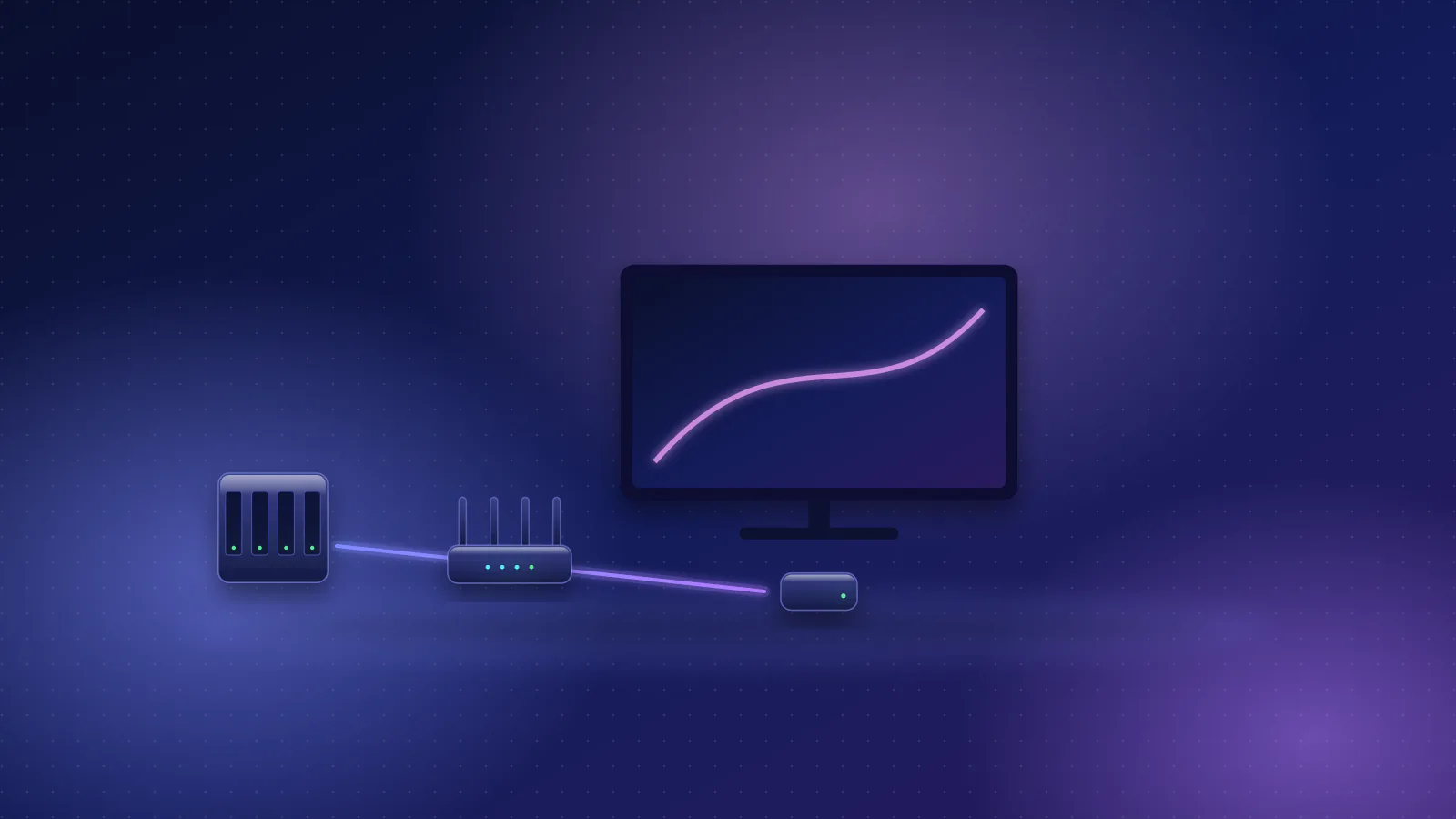 Illustration: a TV and streaming box fed by a router and a home media server.